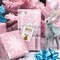 Christmas Wrapping Paper Roll - Mini Roll - 3 Rolls - 17 Inch X 120 Inch Per Roll - Pink with Silver Metallic Foil Snowflake, Plaid, Merry Christmas Lettering